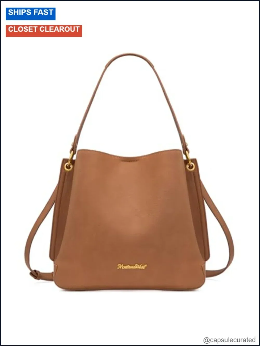 Faux Leather Hobo Bag with 3 Compartments, Detachable Crossbody Strap, Medium